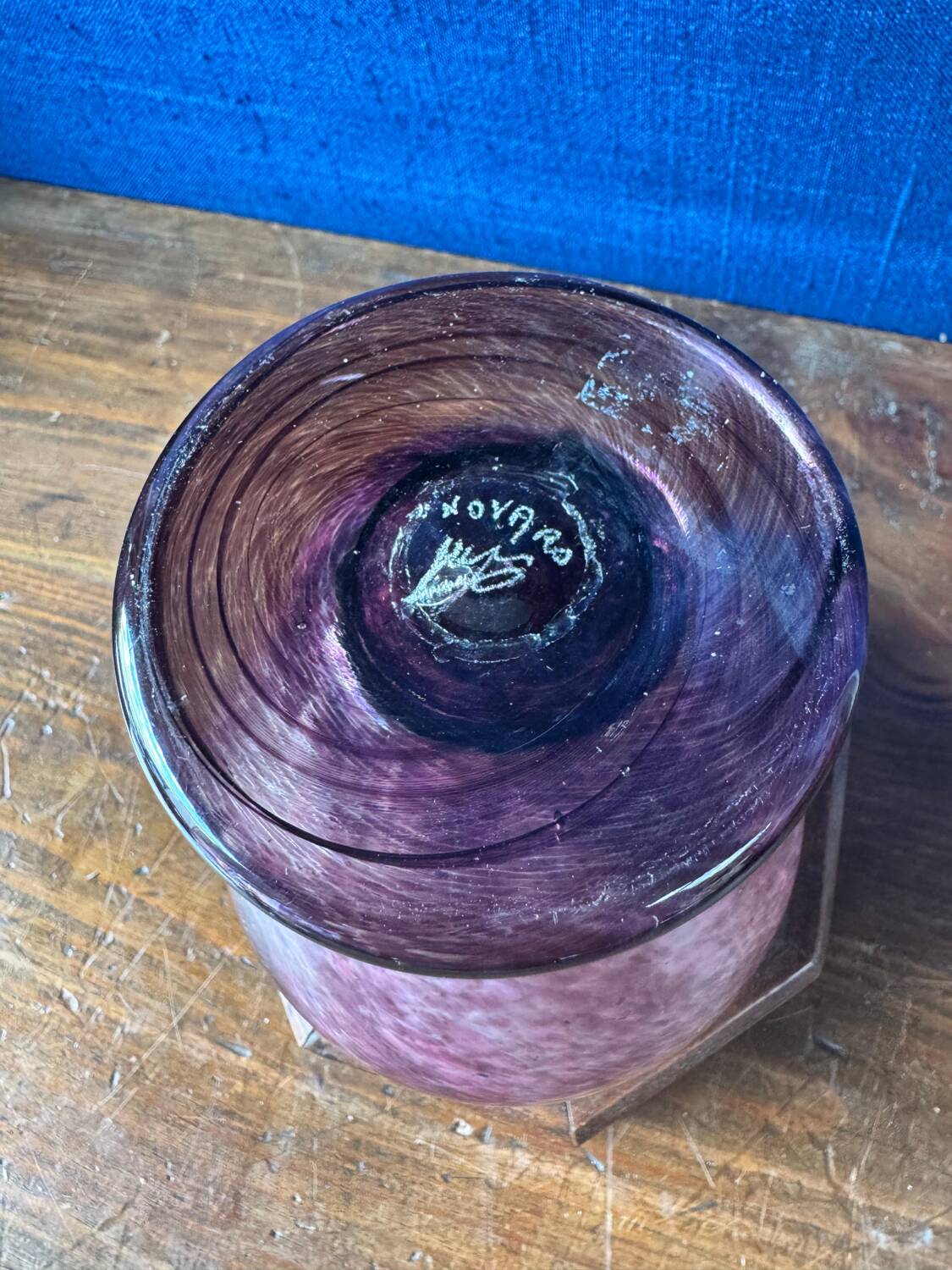 Round blown glass vase from Biot by Jean-Claude Novaro