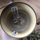 Antique Art Deco metal chandelier, tinted glass shade.