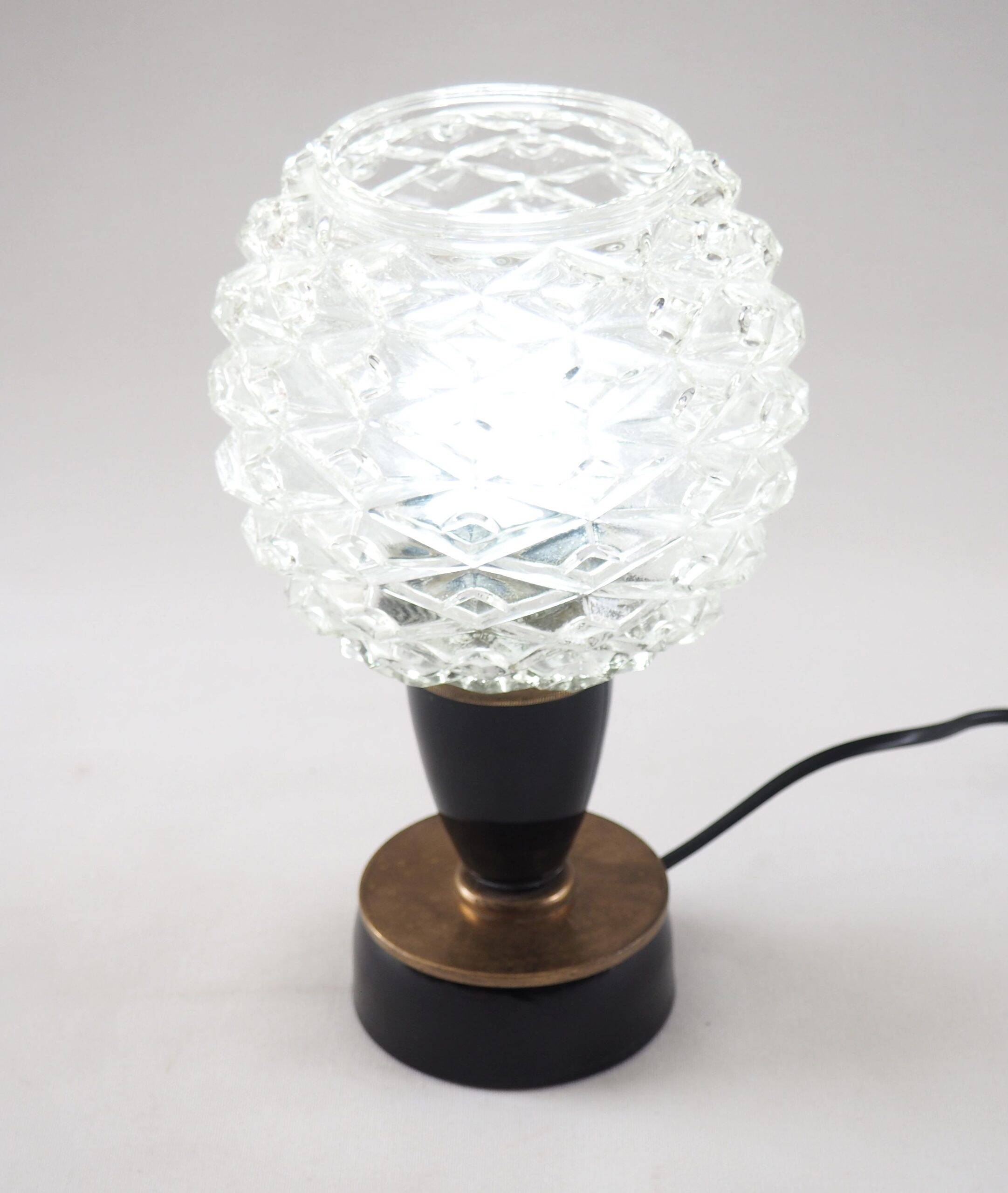 Lampe boule ananas et verre noir