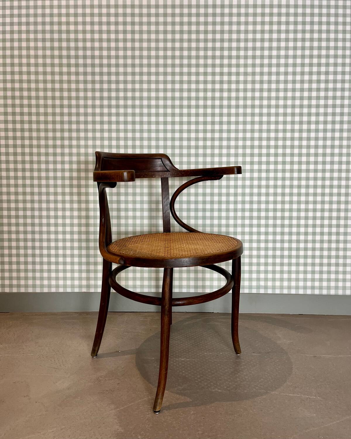 Baumann armchair in curved wood and canework
