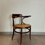 Baumann armchair in curved wood and canework
