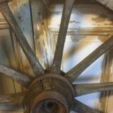 Oak and metal cart wheel