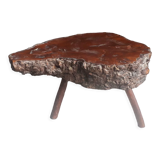 Vintage brutalist coffee table in elm magnifying glass