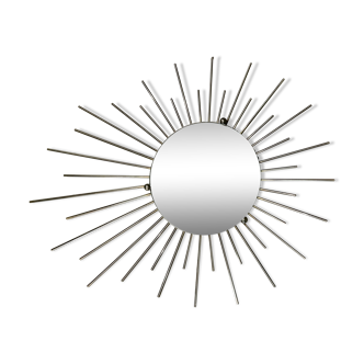 Miroir Soleil vintage 1960 métal doré 73 x 58 cm