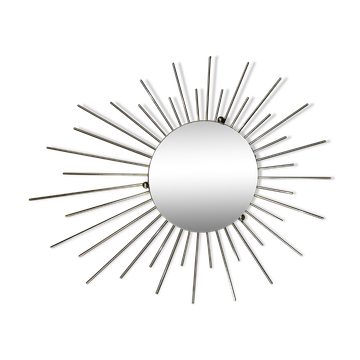 Miroir Soleil vintage 1960 métal doré 73 x 58 cm
