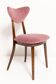 Chaise cœur en velours coton bordeaux violet milieu du siècle
