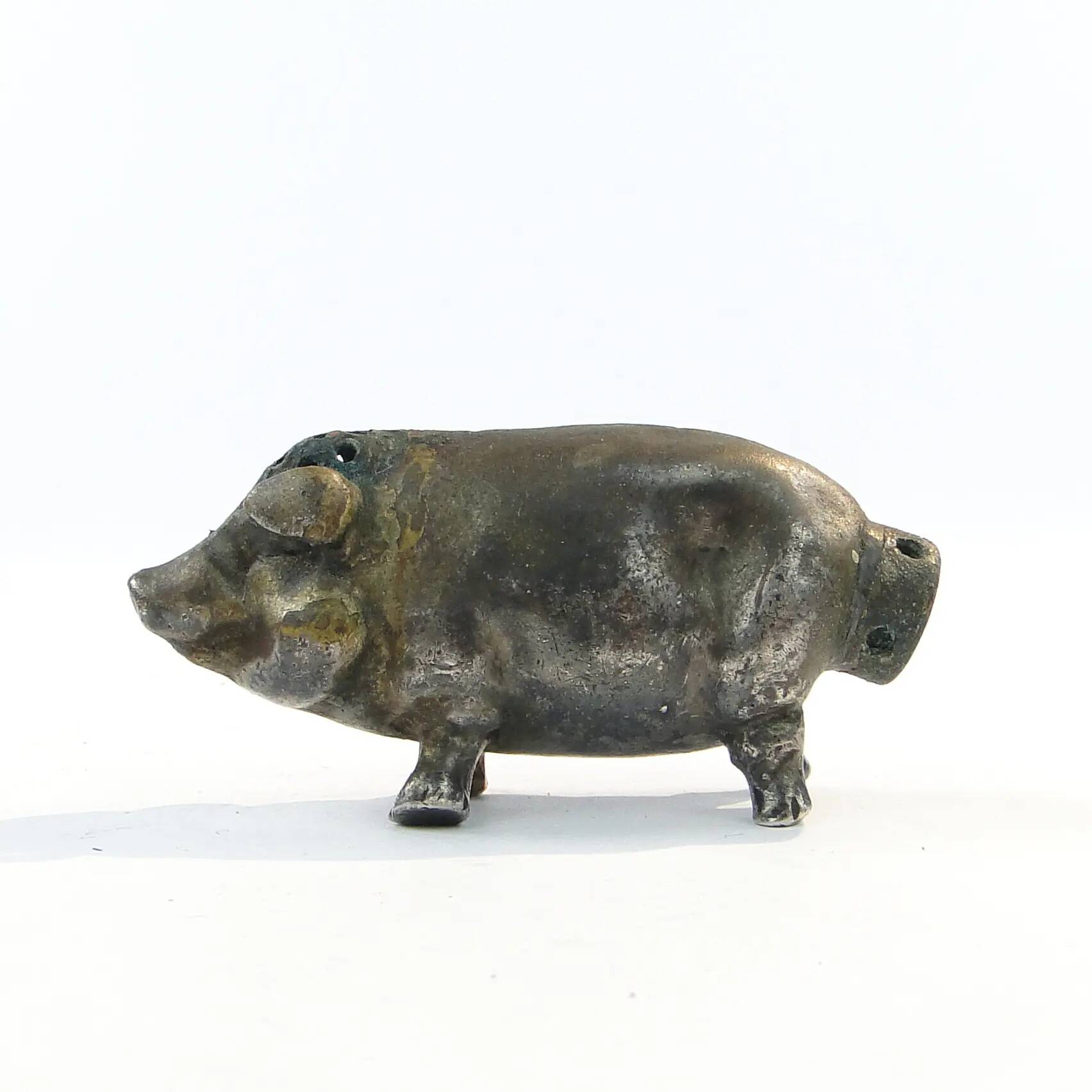 Figurative salt shaker, silver-plated brass, Germany, 19th century