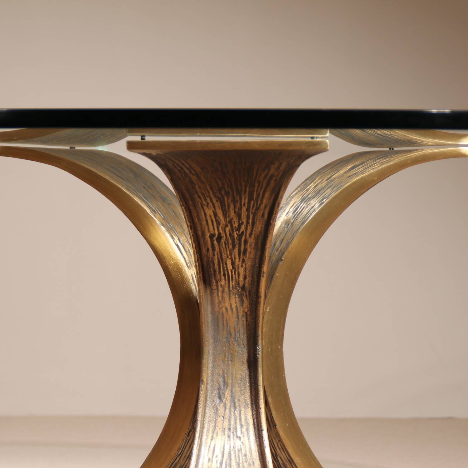 Brutalist Bronze & Glass Coffee Table | Germany 1970s