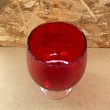 Antique empoli red & clear glass footed vase vintage