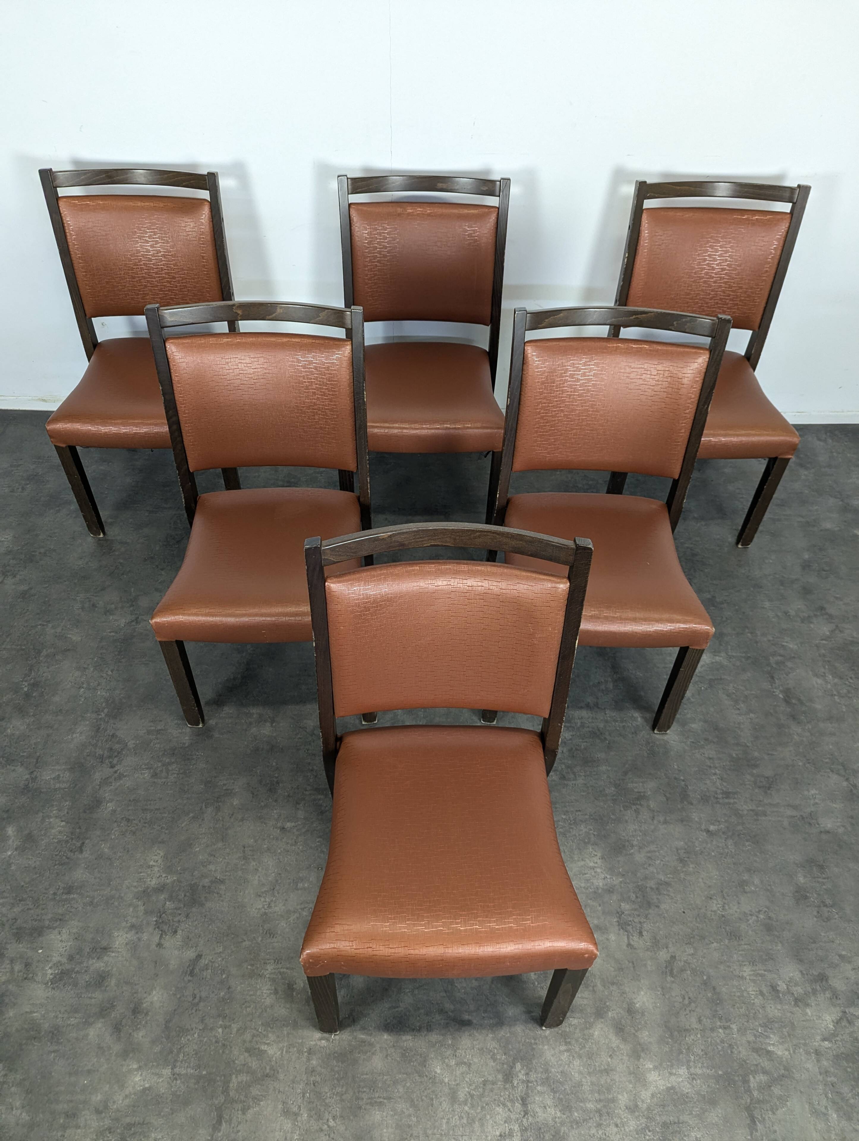Série de 6 chaises vintage couleur cuivre