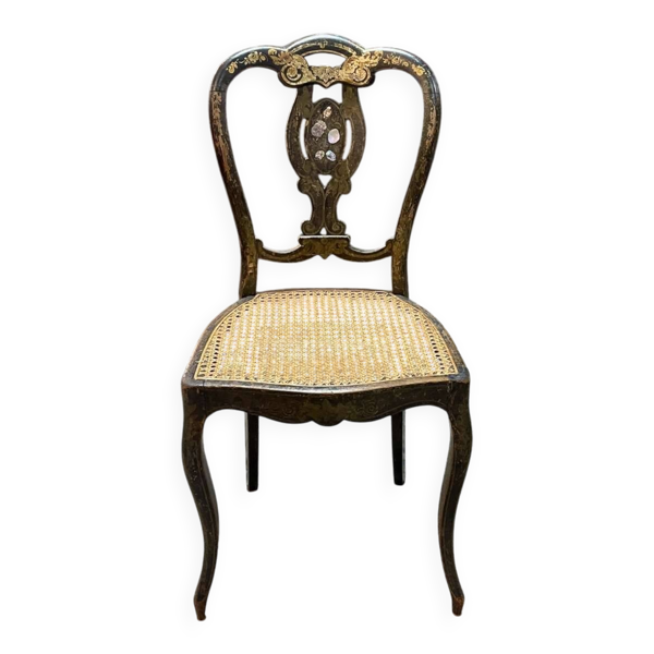 Chaise Napoléon III en bois noirci