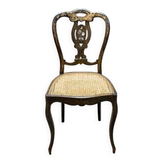 Chaise Napoléon III en bois noirci