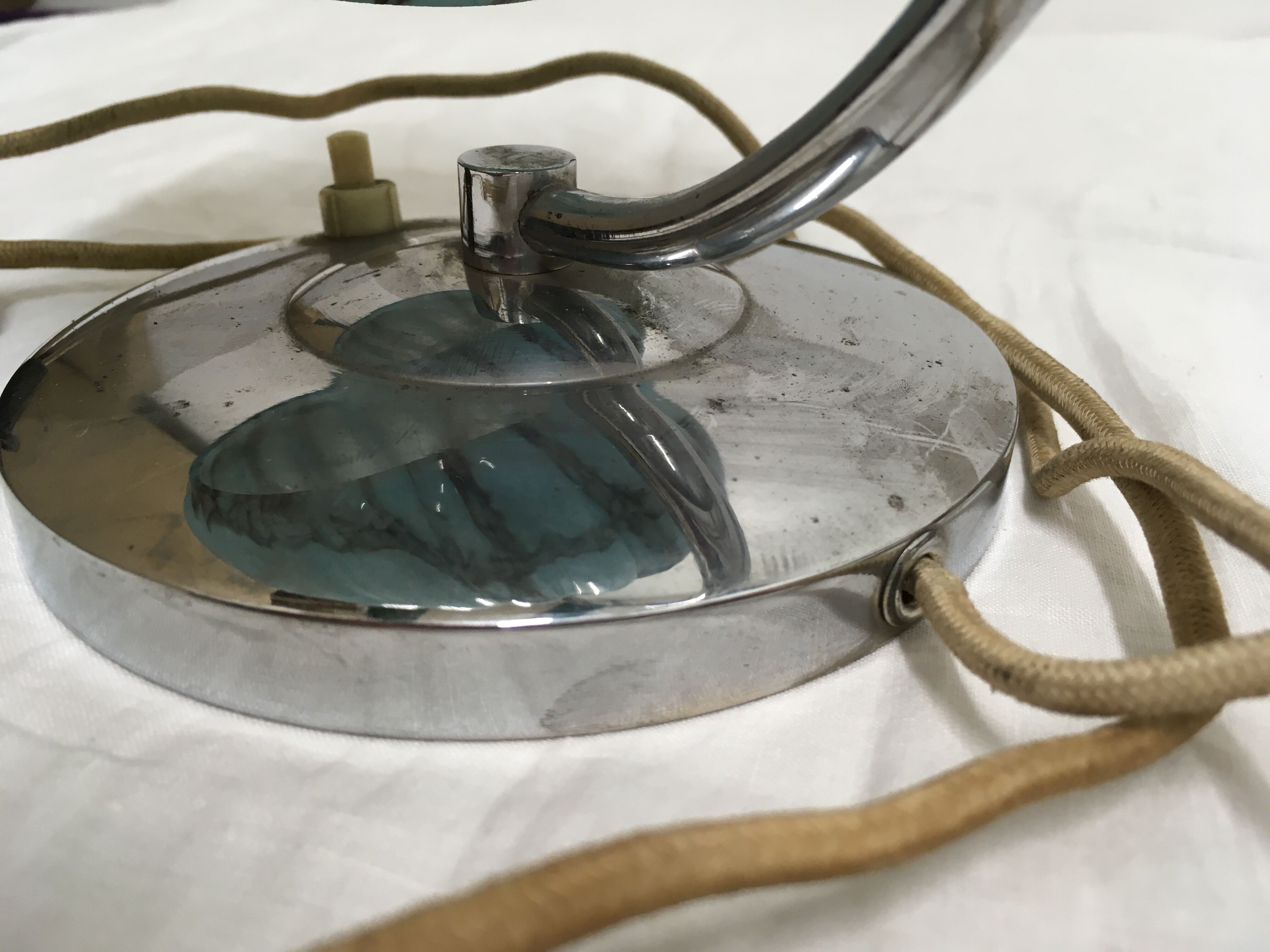 Opaline lamp blue marble art deco