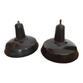 Pair of factory enameled sheet metal wall lights