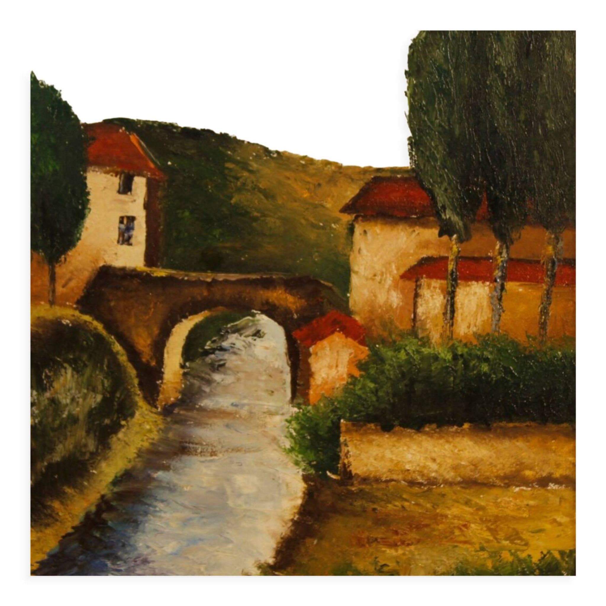 Italian signed landscape painting from 20th century
