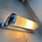 Lampe murale en verre laiteux chrome Bauhaus / Fonctionnaliste - années 1930