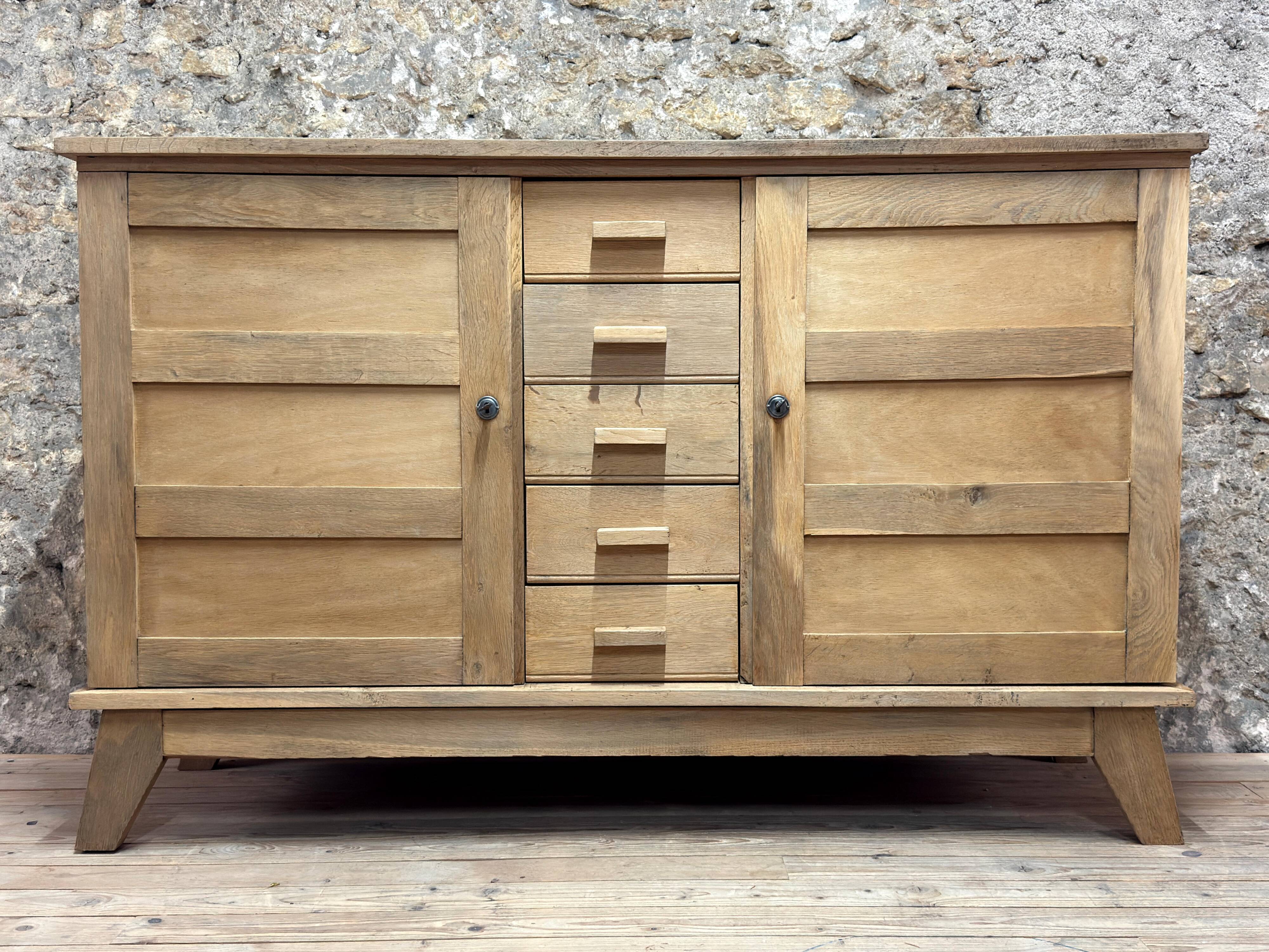 Buffet Very René Gabriel - Raw Oak - Reconstruction Furniture - Year