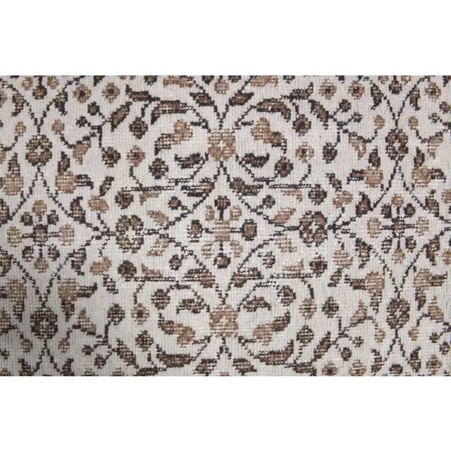 Vintage Turkish Oushak Handmade Wool Cotton White Area Rug 119x202