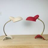 Pair of metal and brass lamps 50s Jean Boris Lacroix