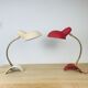 Pair of metal and brass lamps 50s Jean Boris Lacroix