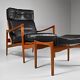 Fauteuil et repose-pieds par Ib Kofod-Larsen pour OPE, Suède