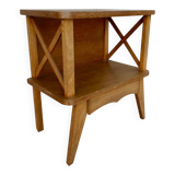 Light wood bedside table with crossbars, around 1960.
