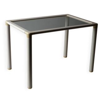 Schönbuch Vintage Postmodern Tubular Plastic Side Table, Glass Top, 1980s.