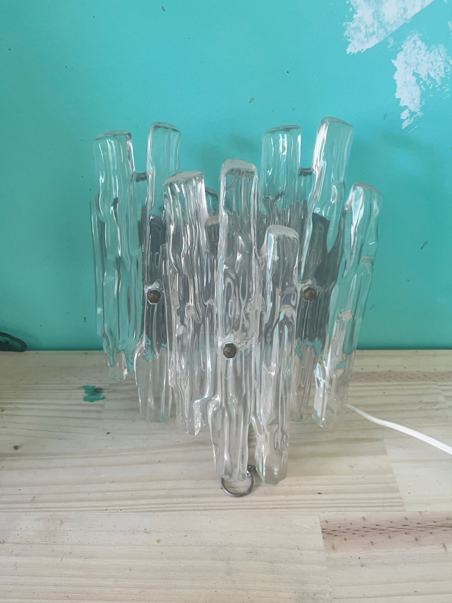 Brutalist style lucite wall light by Kalmar