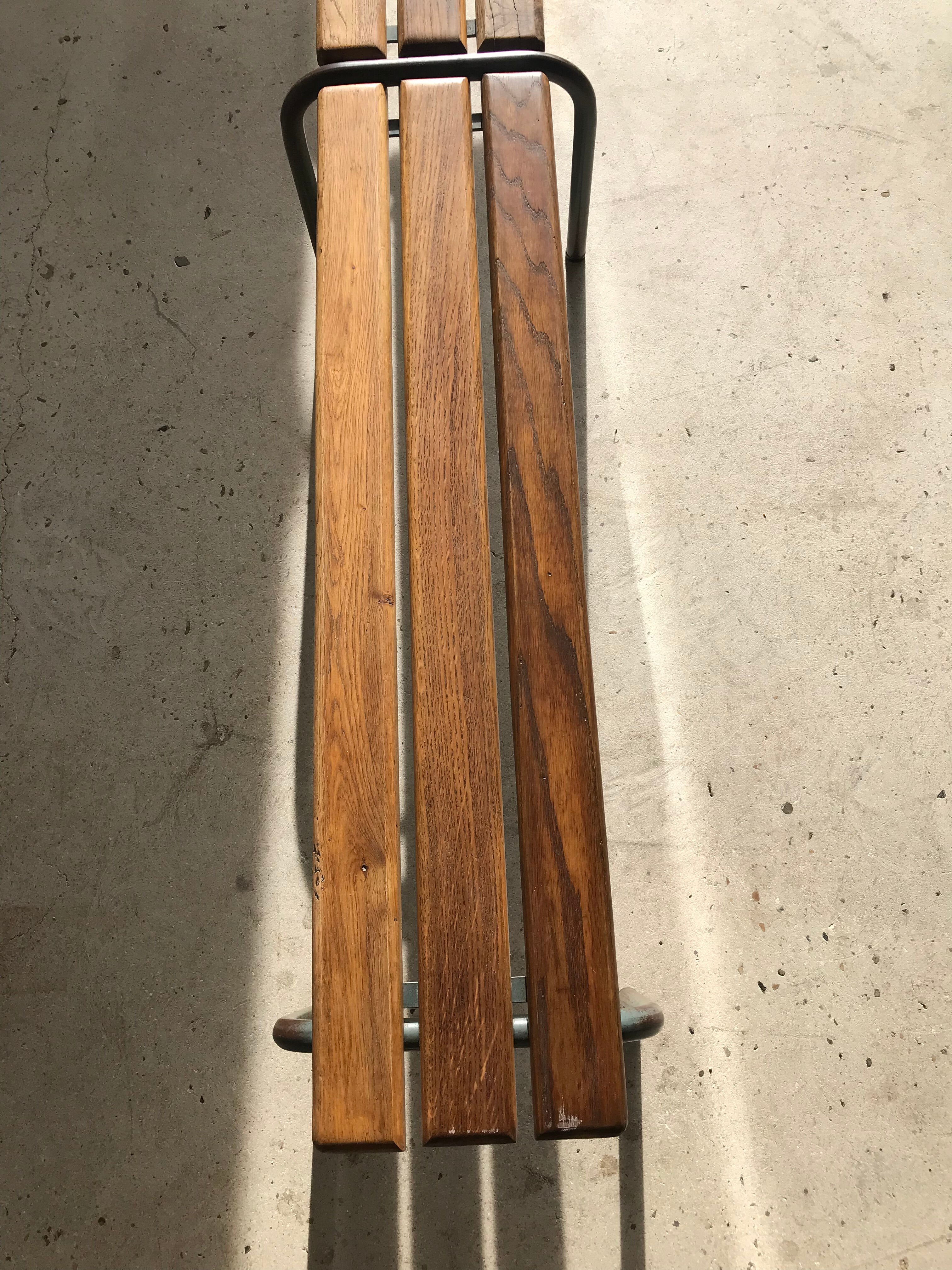 Vintage school bench base gray green