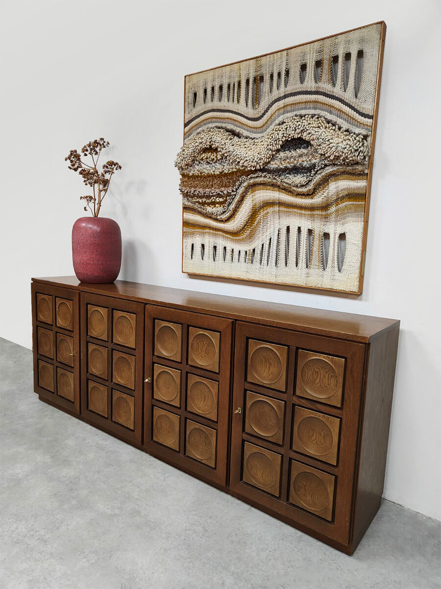 Vintage brutalist sideboard credenza Gerhard Bartels 'Cubism'