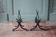 Fireplace andirons by Raymond Subes, flame model, brutalist andirons.