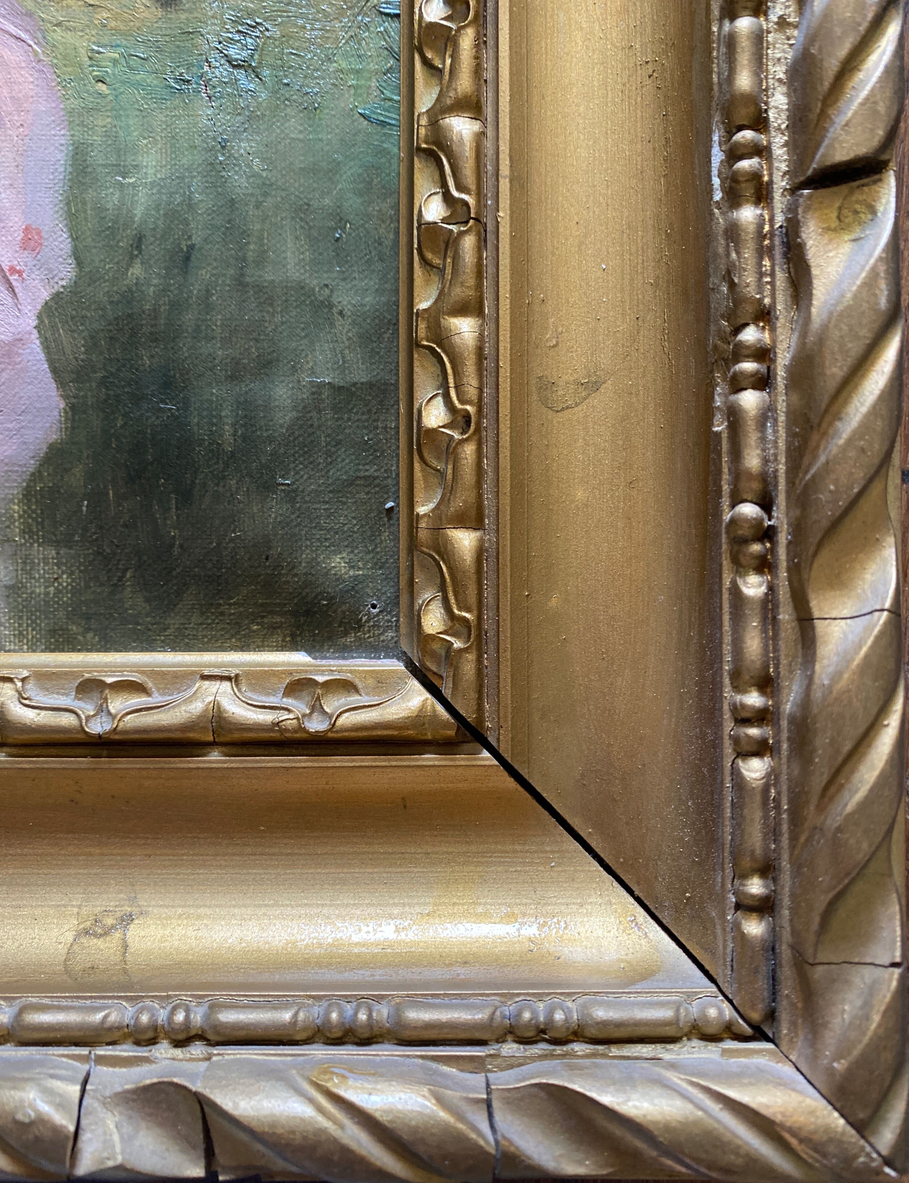 HST painting "Elegant hat surrounded by trees" XIX° century