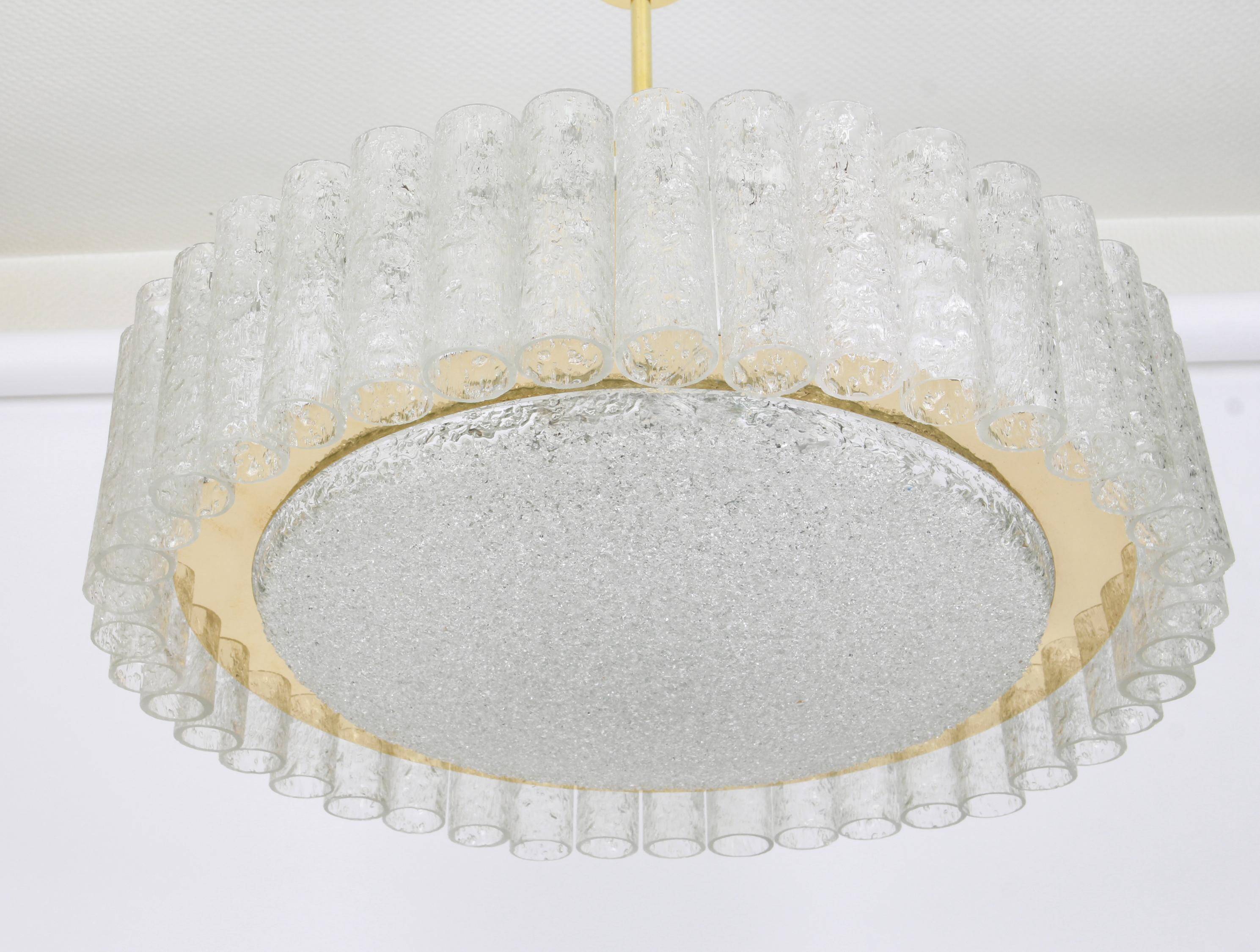 1 of 2 Stunning Murano Glass Tubes Ceiling Light by Doria, Germany, 1960s