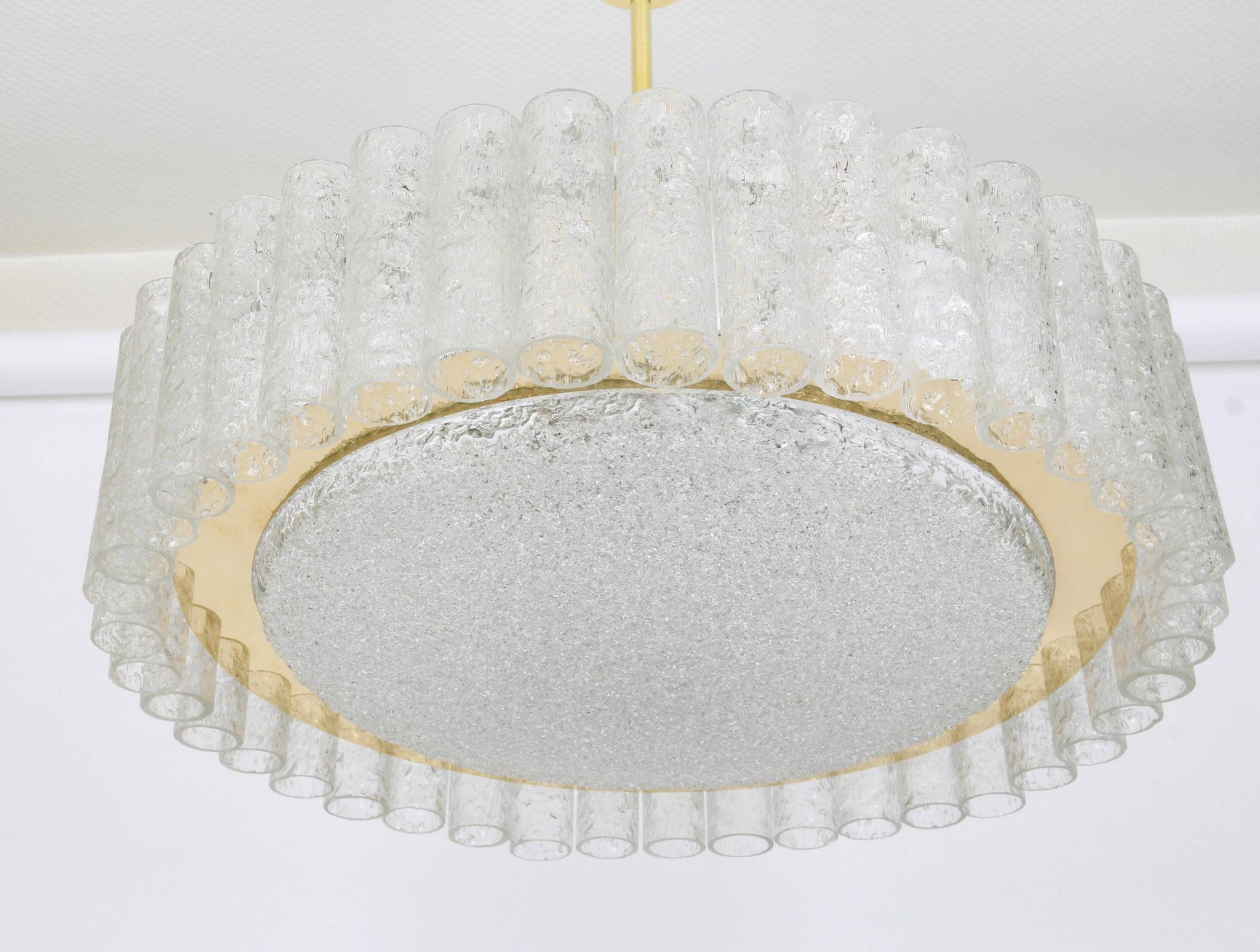 1 of 2 Stunning Murano Glass Tubes Ceiling Light by Doria, Germany, 1960s