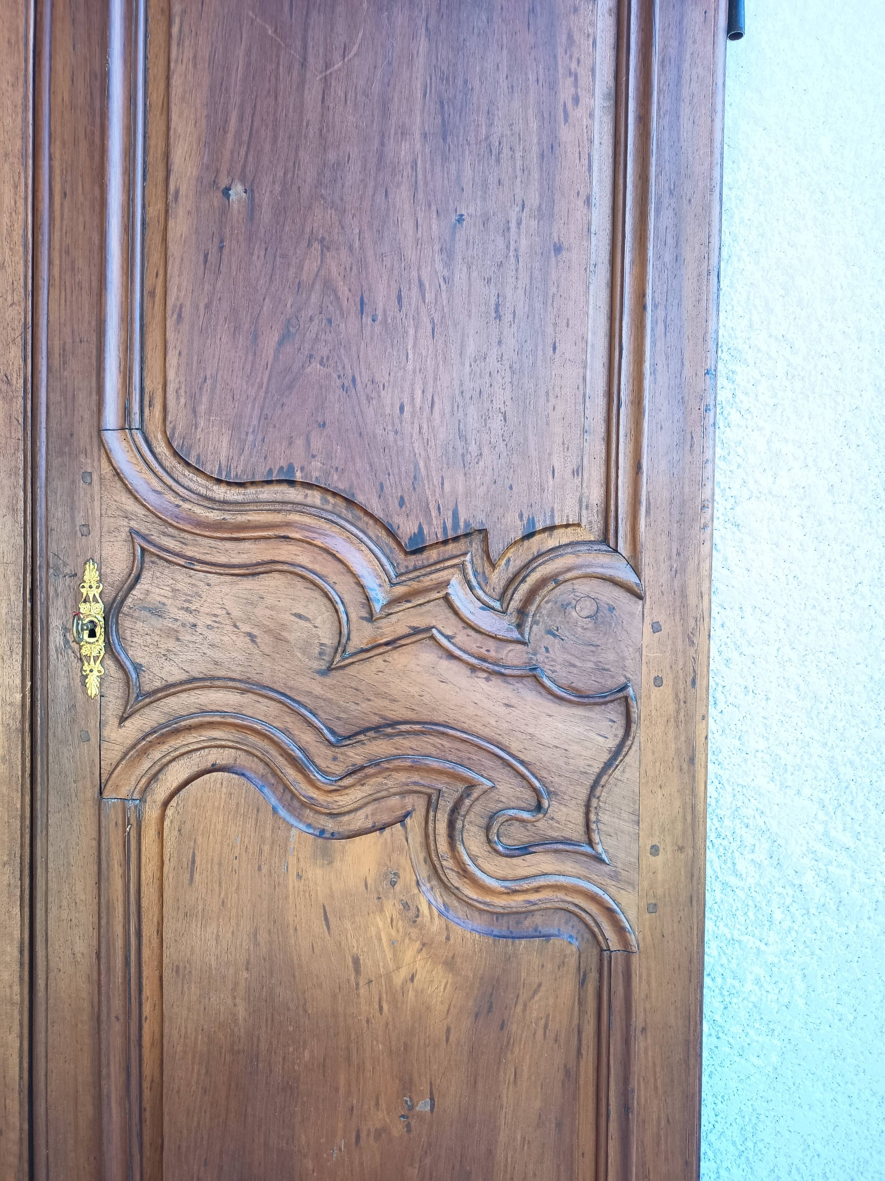 Louis XV walnut wardrobe doors