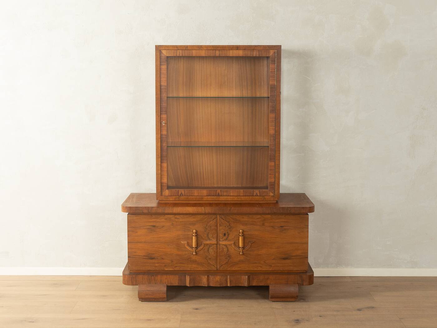 Wonderful two-piece Art Deco display cabinet from the 1920s