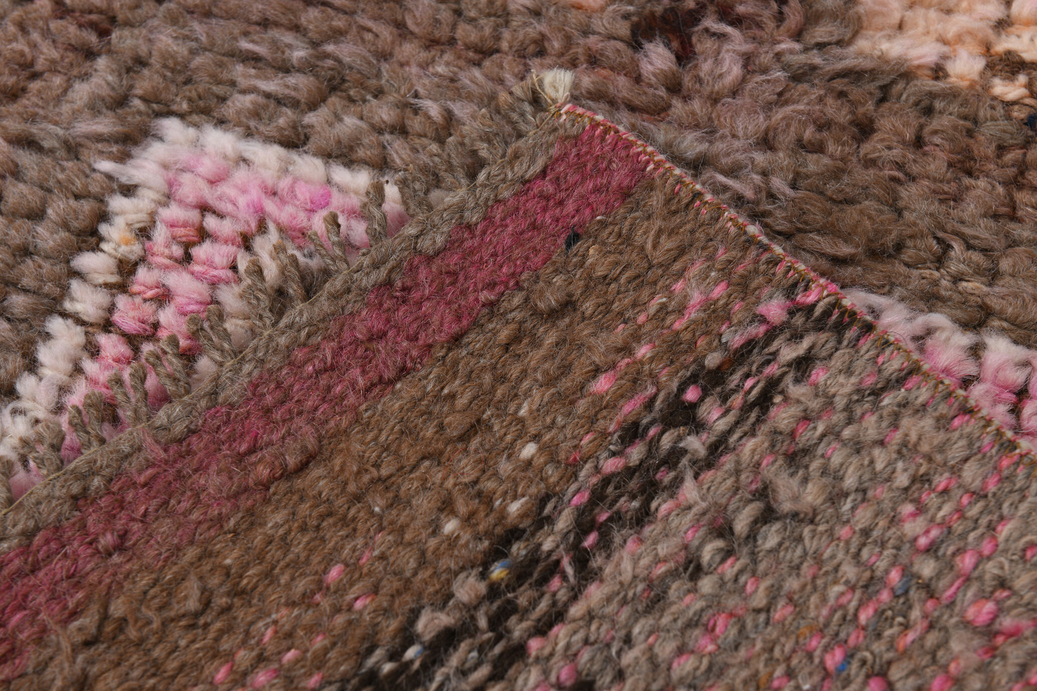 3x10 pink and brown herki runner rug, 307x88cm