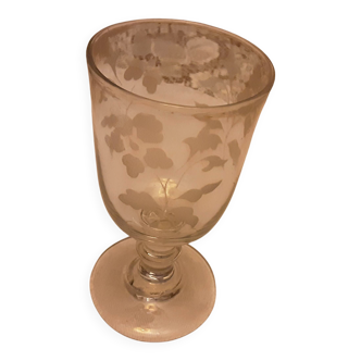 Verre ancien XIXème sable souffle tige de fleurs