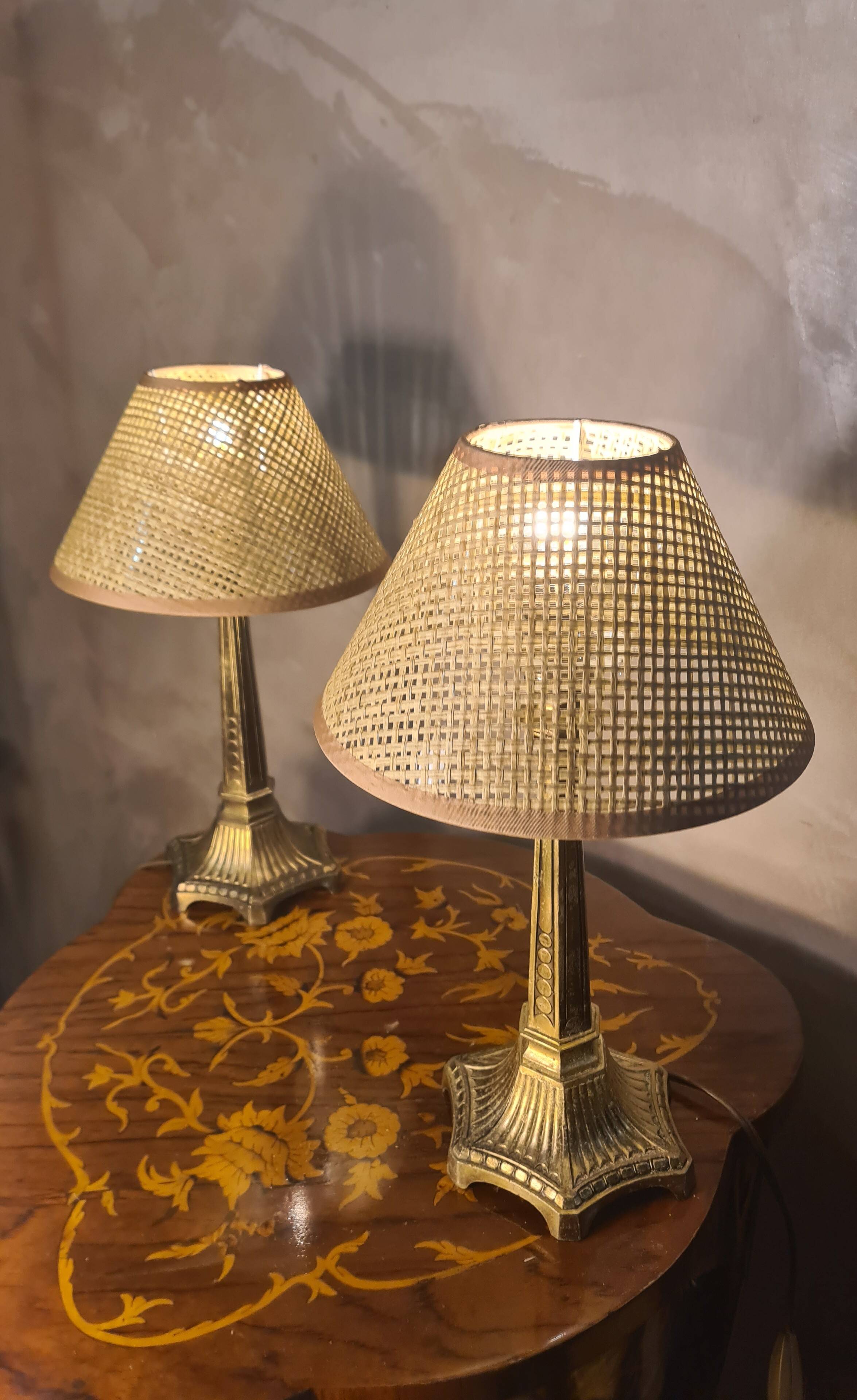 Paire de lampes en régule doré, 1960
