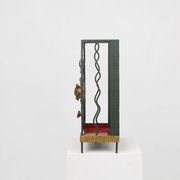 Art deco wrought iron umbrella stand with floral decoration, France ca. 1930
