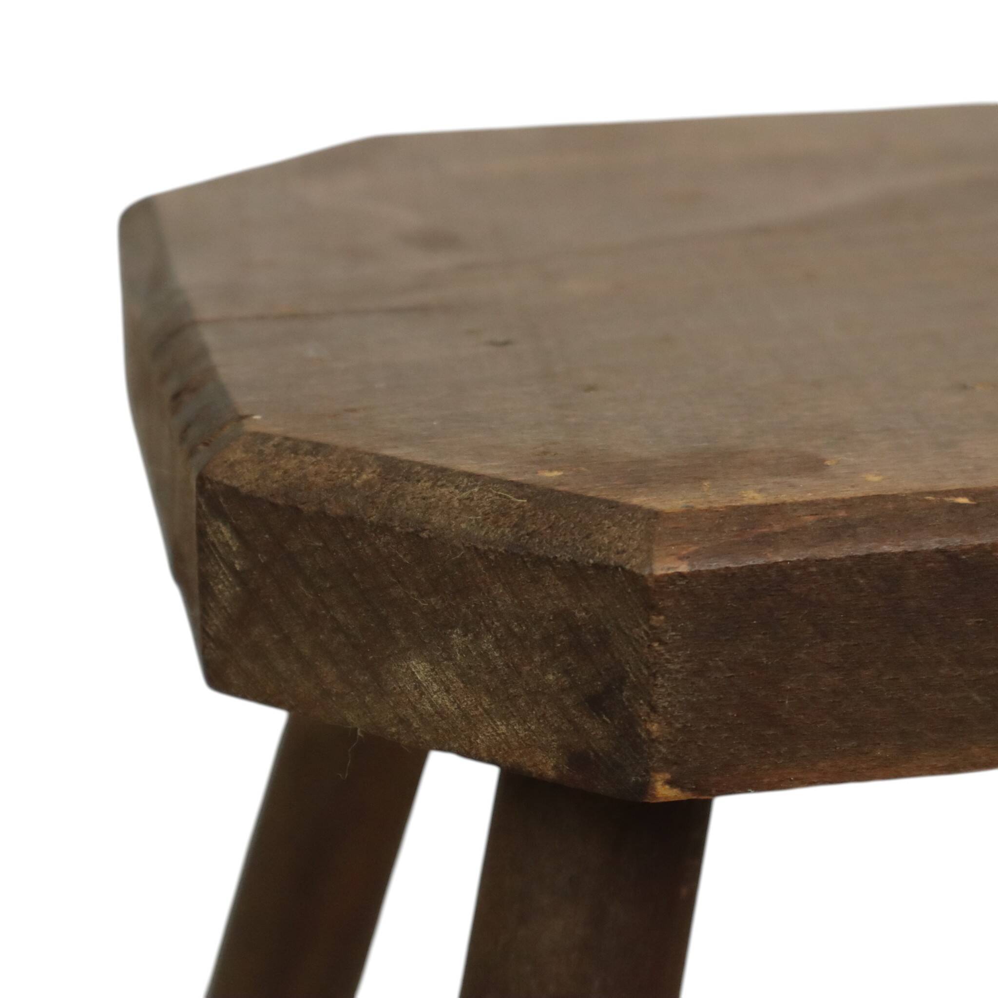 Old Rustic Solid Wood Stool Milk Stool Brutalist Style