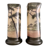 Pair of Legras 1900 enamelled glass vases