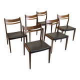 6 Scandinavian style teak chairs 1960