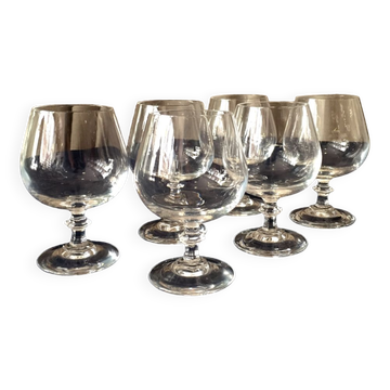 Suite of 6 glasses with crystal cognac