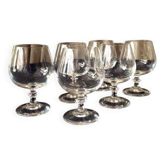Suite of 6 glasses with crystal cognac