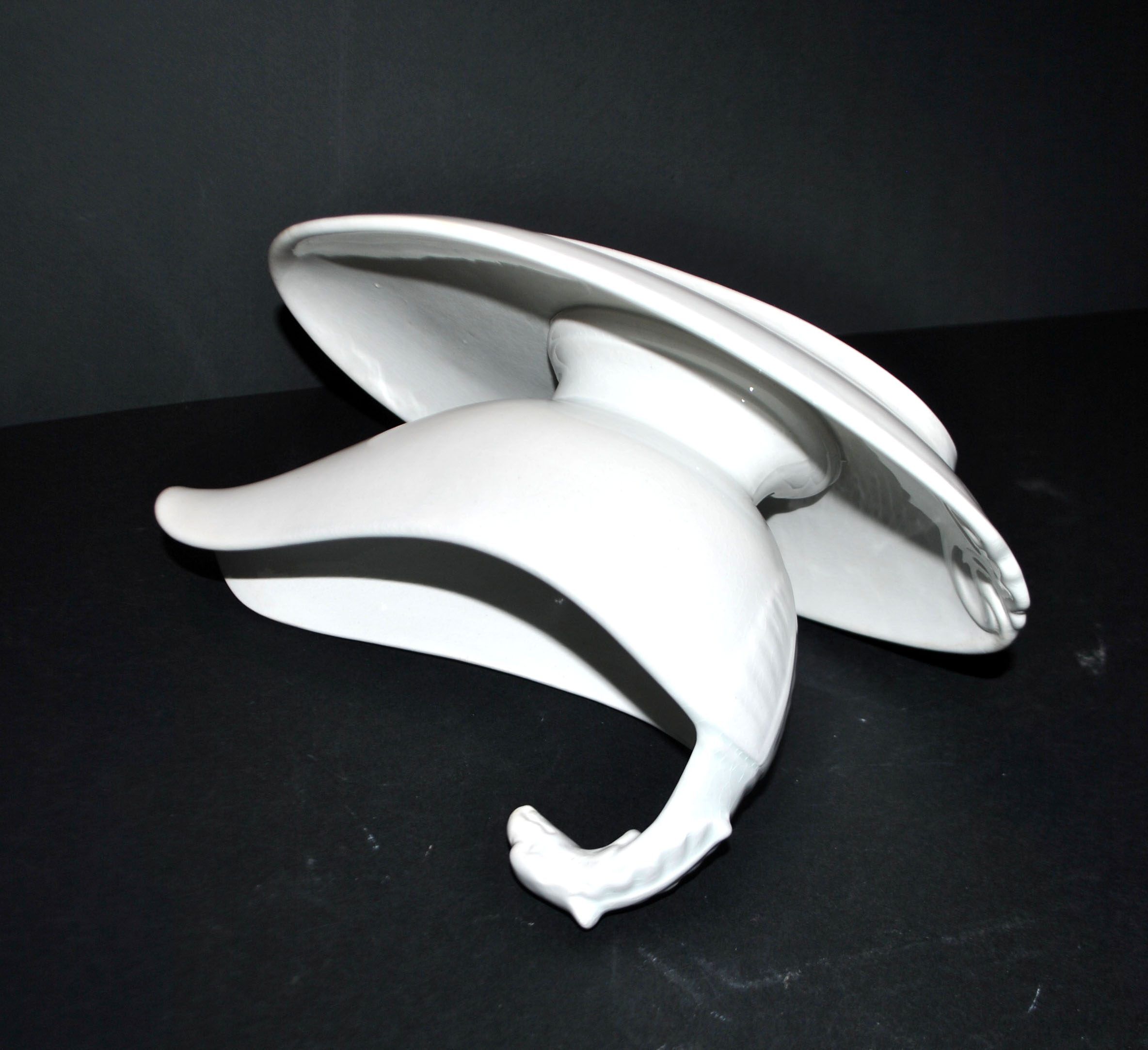 Sarreguemines antique earthenware sauce boat U&C opaque eagle's head