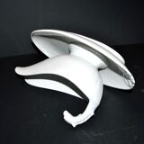 Sarreguemines antique earthenware sauce boat U&C opaque eagle's head