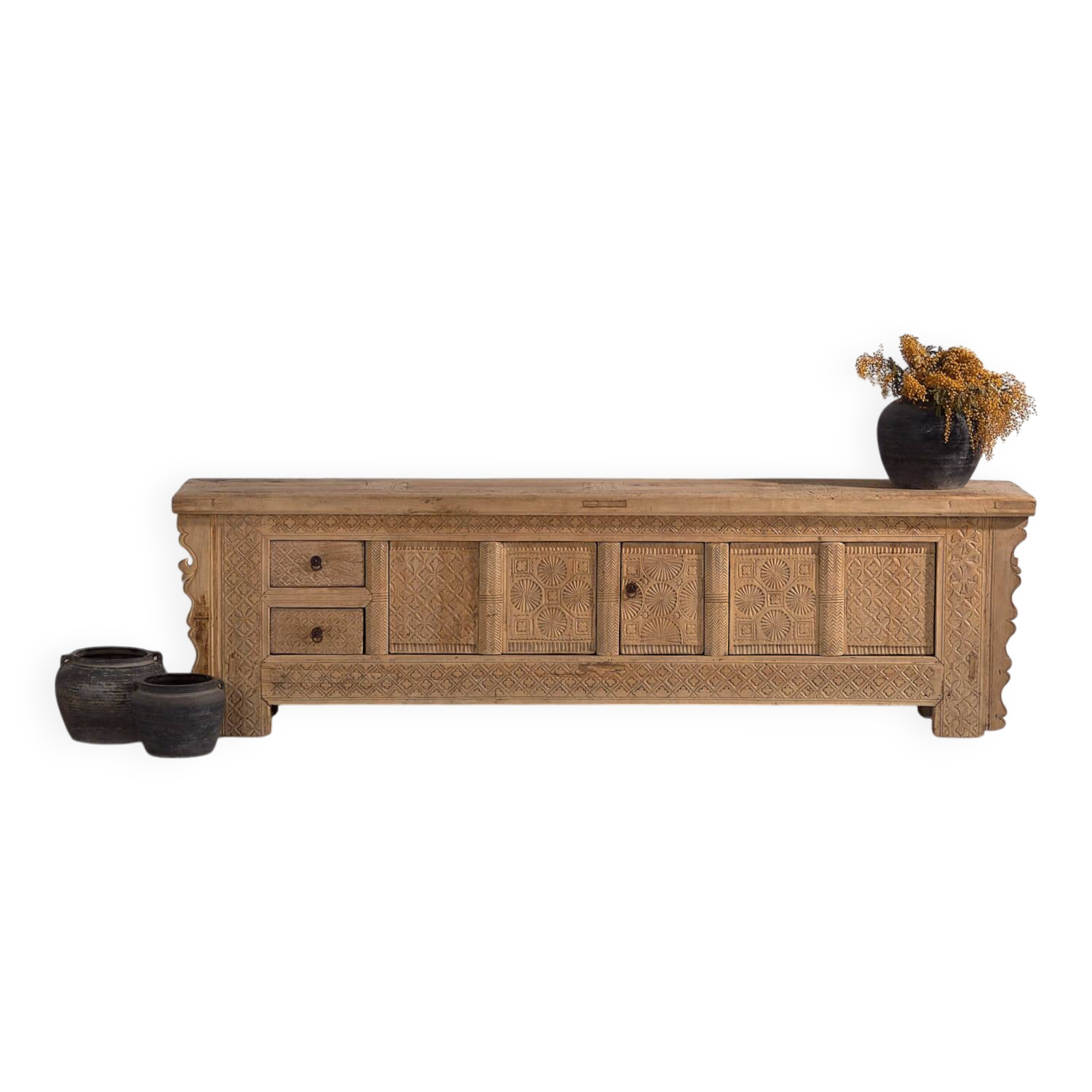 Ancien meuble TV sculpté à la main (c.1900)