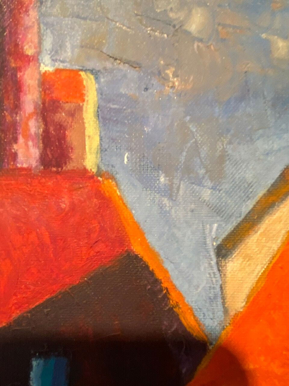 Old painting, cityscape signed and dated 79