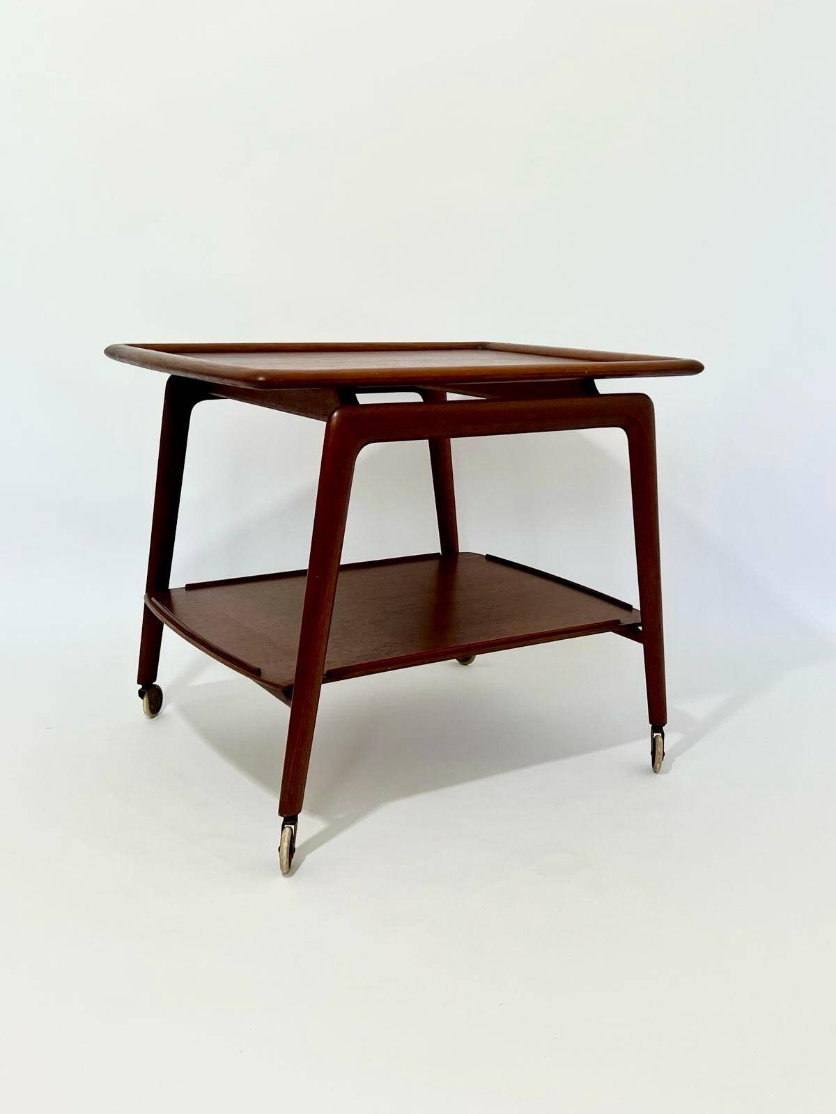 Scandinavian teak trolley on wheels, Arne Hovmand for Mogens Kold